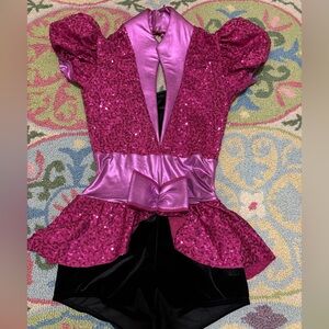 Pink Sequin Dance Costume with Bow
